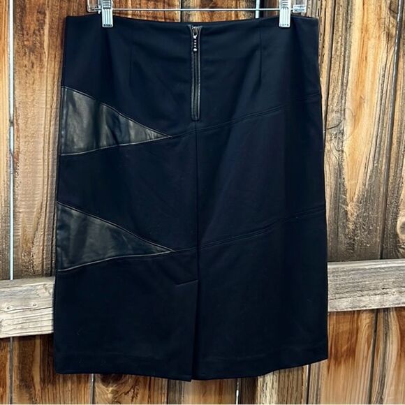 Alfani skirt career black faux leather 4% spandex Sz 10 - Picture 3 of 4